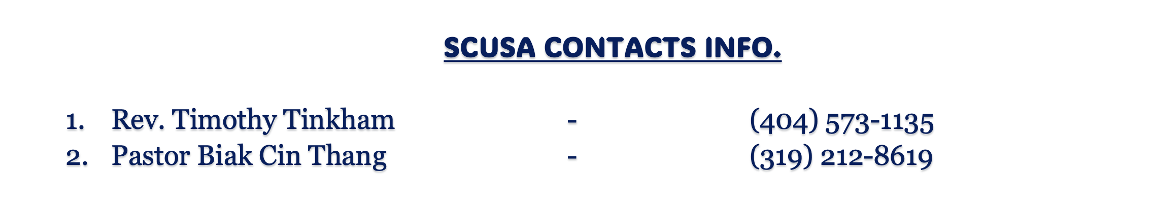 SCUSA Contacts